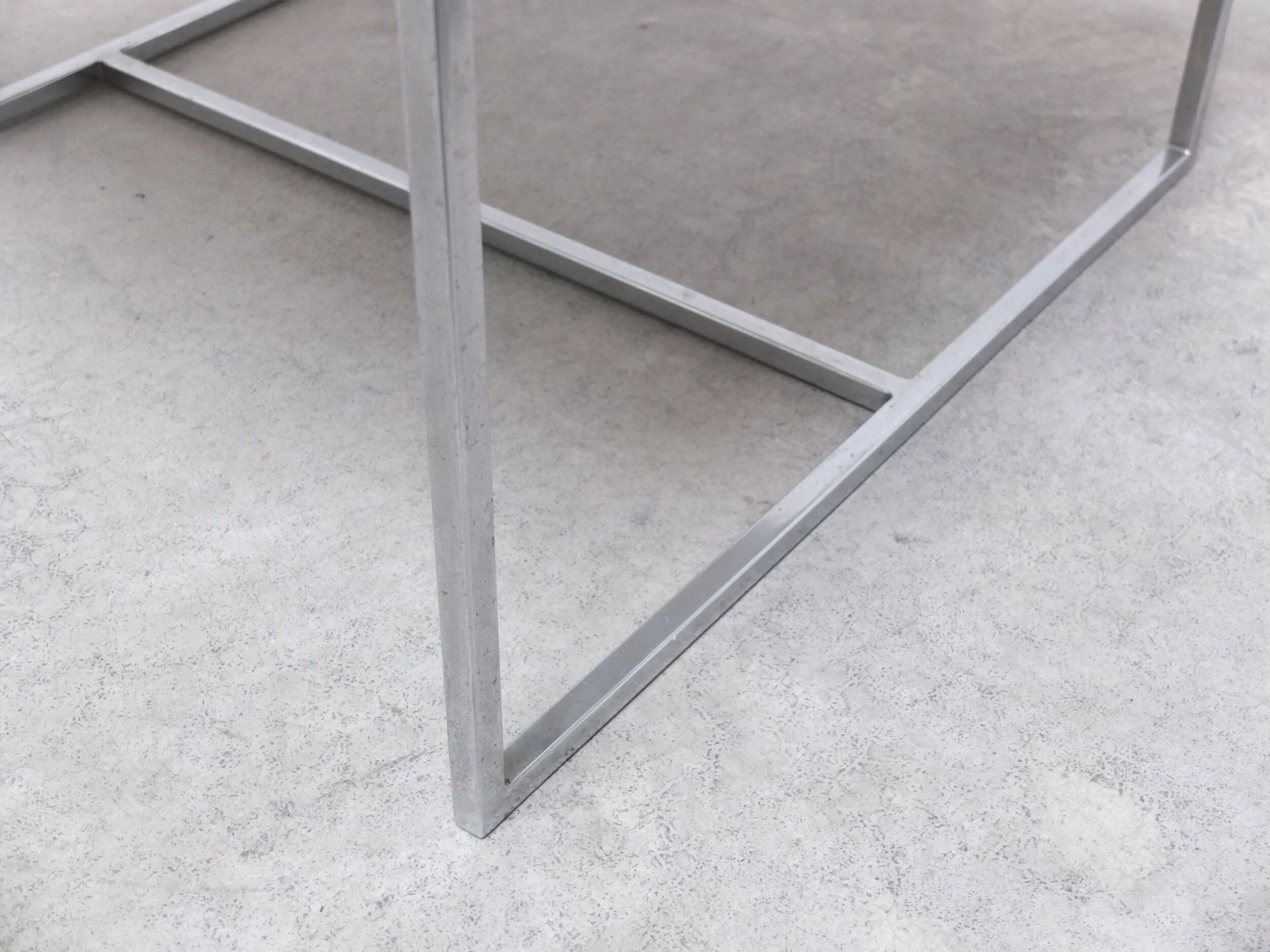 Pair of Carrara marble & chrome coffee or side tables, 1970s