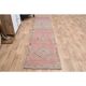 Pink Turkish Vintage Handmade Woven Wool Oushak Runner Rug 78x330