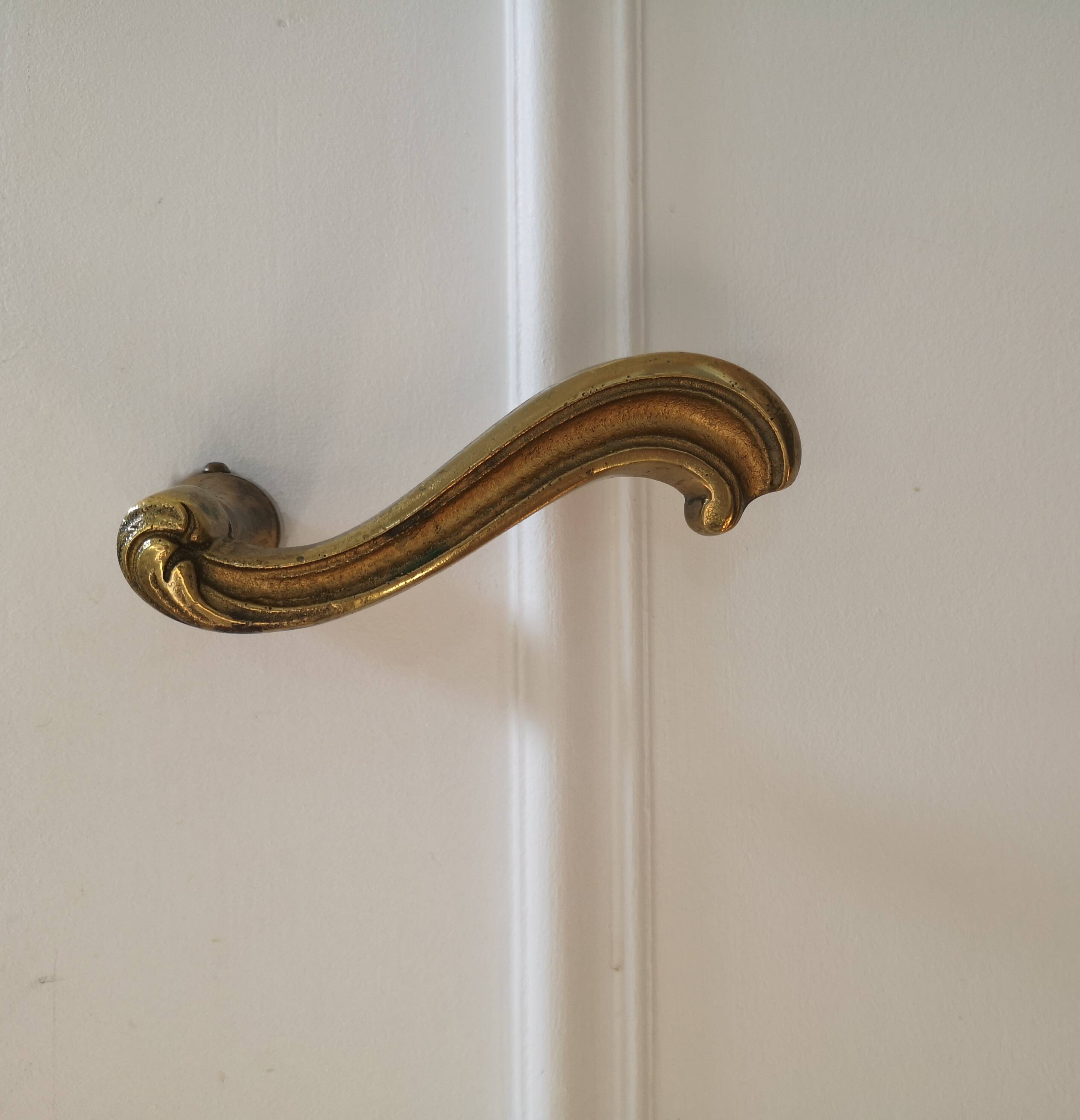 Set of 10 pairs of solid brass door handles – antique style / classic