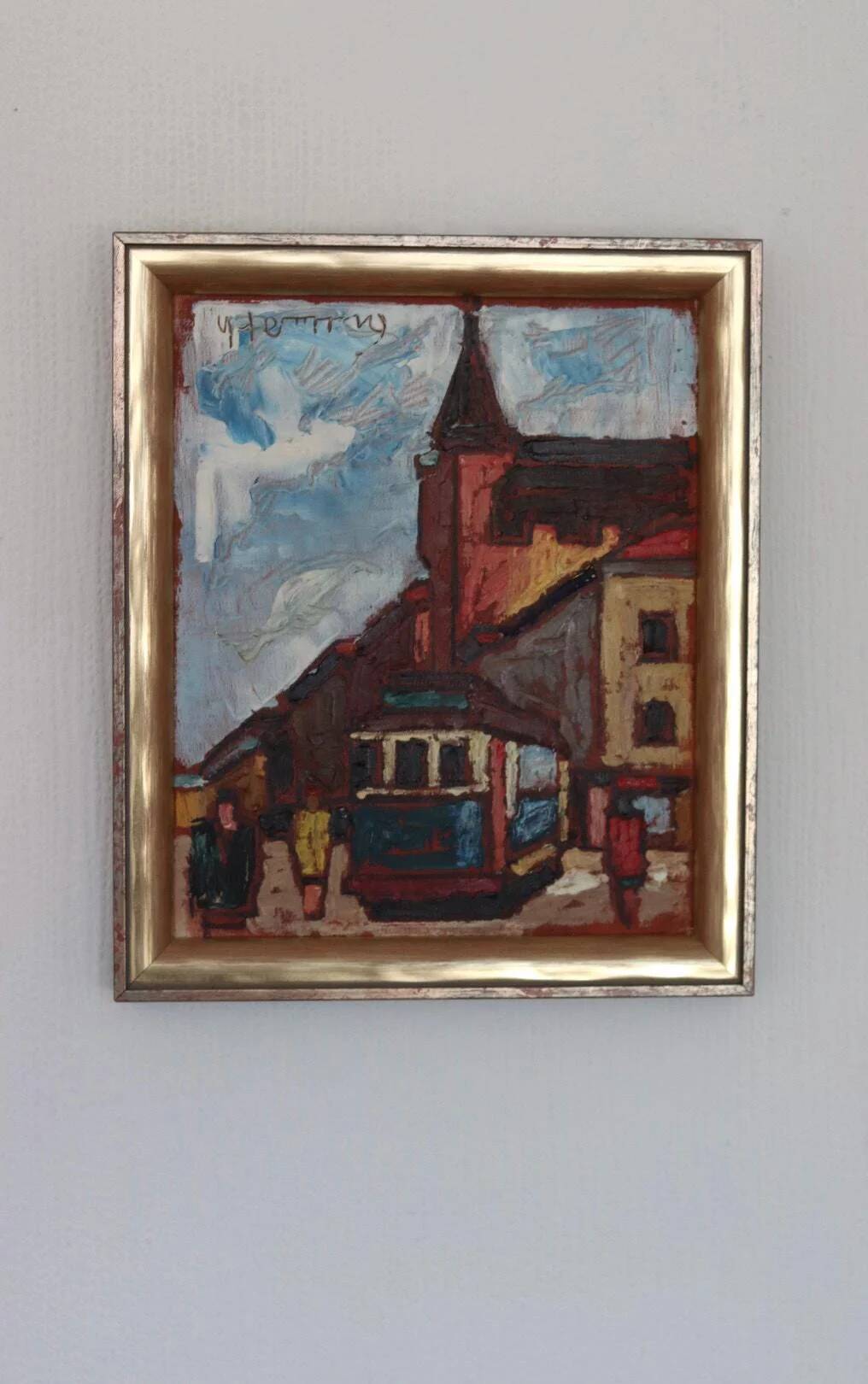 Original Mid Century Swedish Oil on Panel – “City II” by Wilhelm Henning –