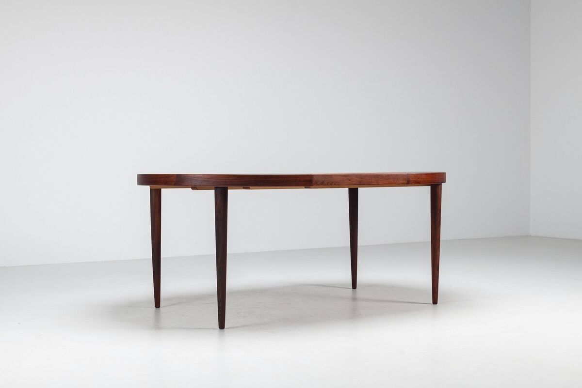 Table à manger ovale Kai Kristiansen en palissandre Villy Schou Andersen Danemark 1960
