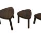 Set of 3 brutalist oak oval side or nesting tables 1970s