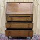 Bureau dos d'âne anglais en chêne et dessus cuir, années 50