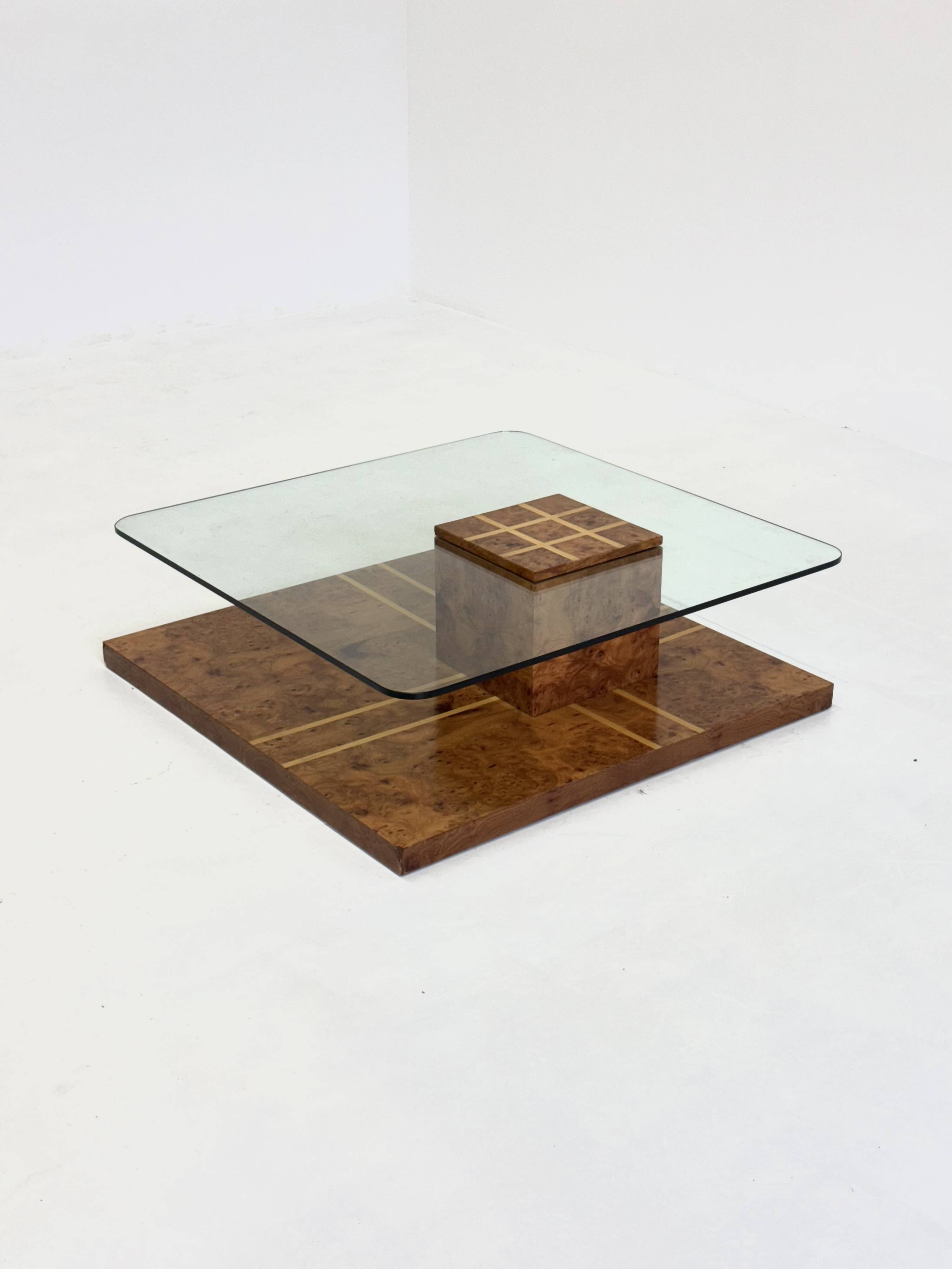 Table basse vintage de Smania en bois de ronce