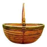 Large rattan basket brass Gabriella Crespi 1960s