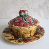 Jam maker, compotier, pot, candy slurry Sarreguemines strawberries