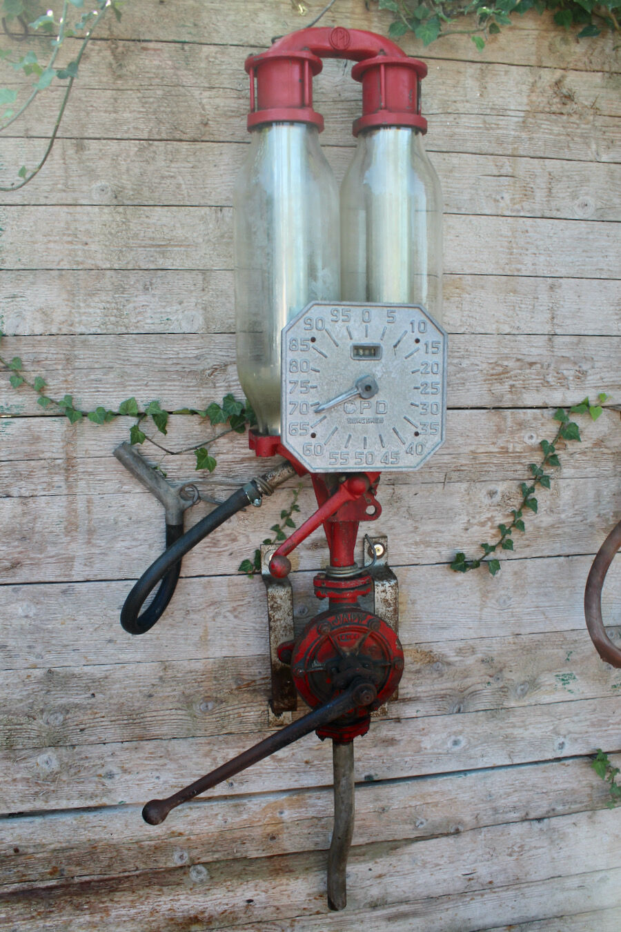 Pair of vintage petrol pumps from the japy brand, 1900