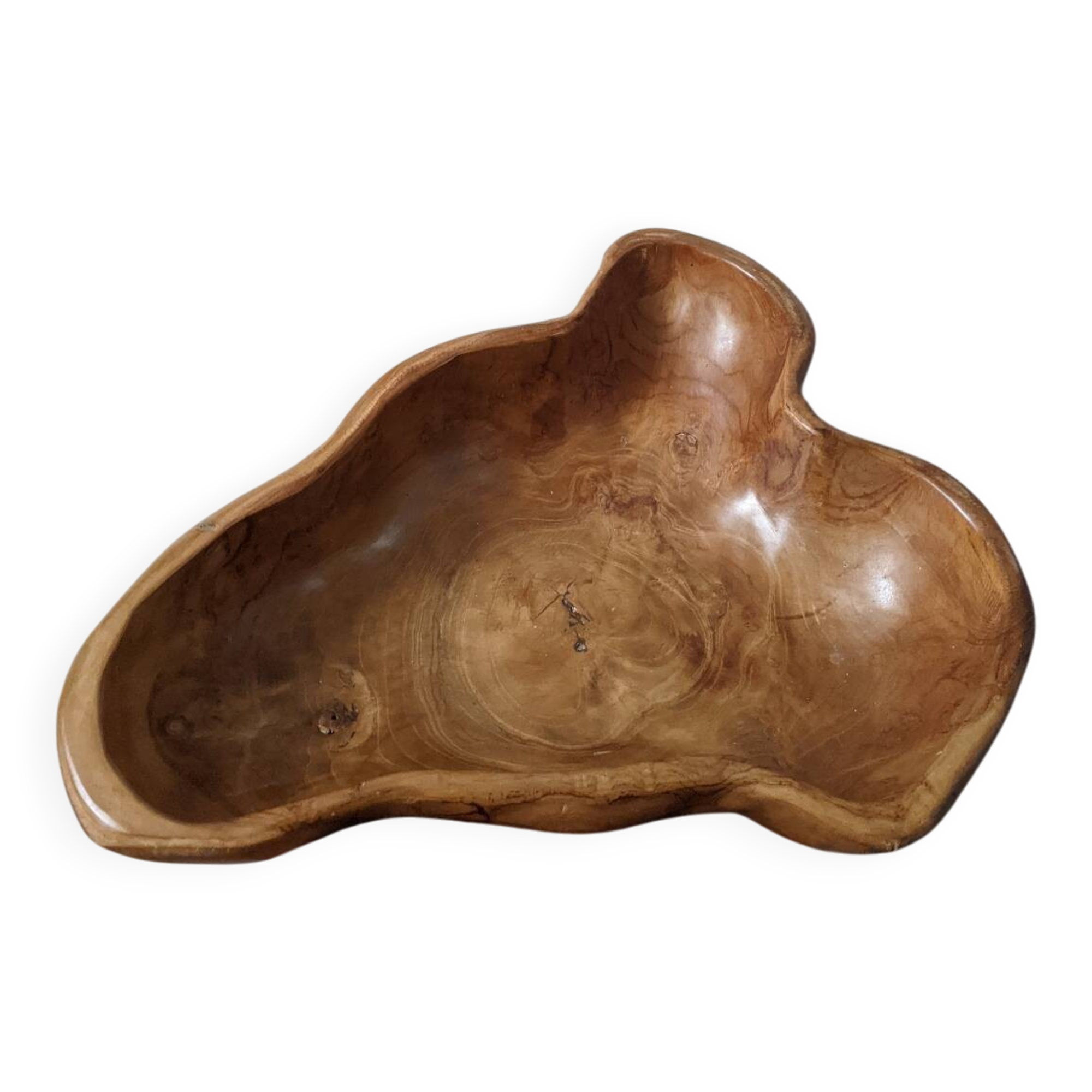 Handcrafted olive wood fruit bowl, country decor.