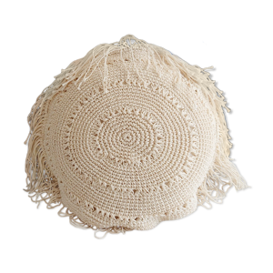 Round cushion cover in fringed