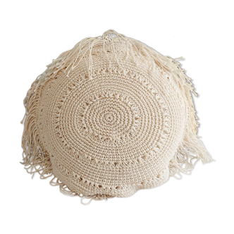 Round cushion cover in fringed macramé - 50cm