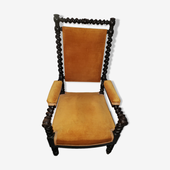 Napoleon III blackened wood armchair