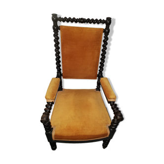 Fauteuil Napoléon III bois tourné noirci