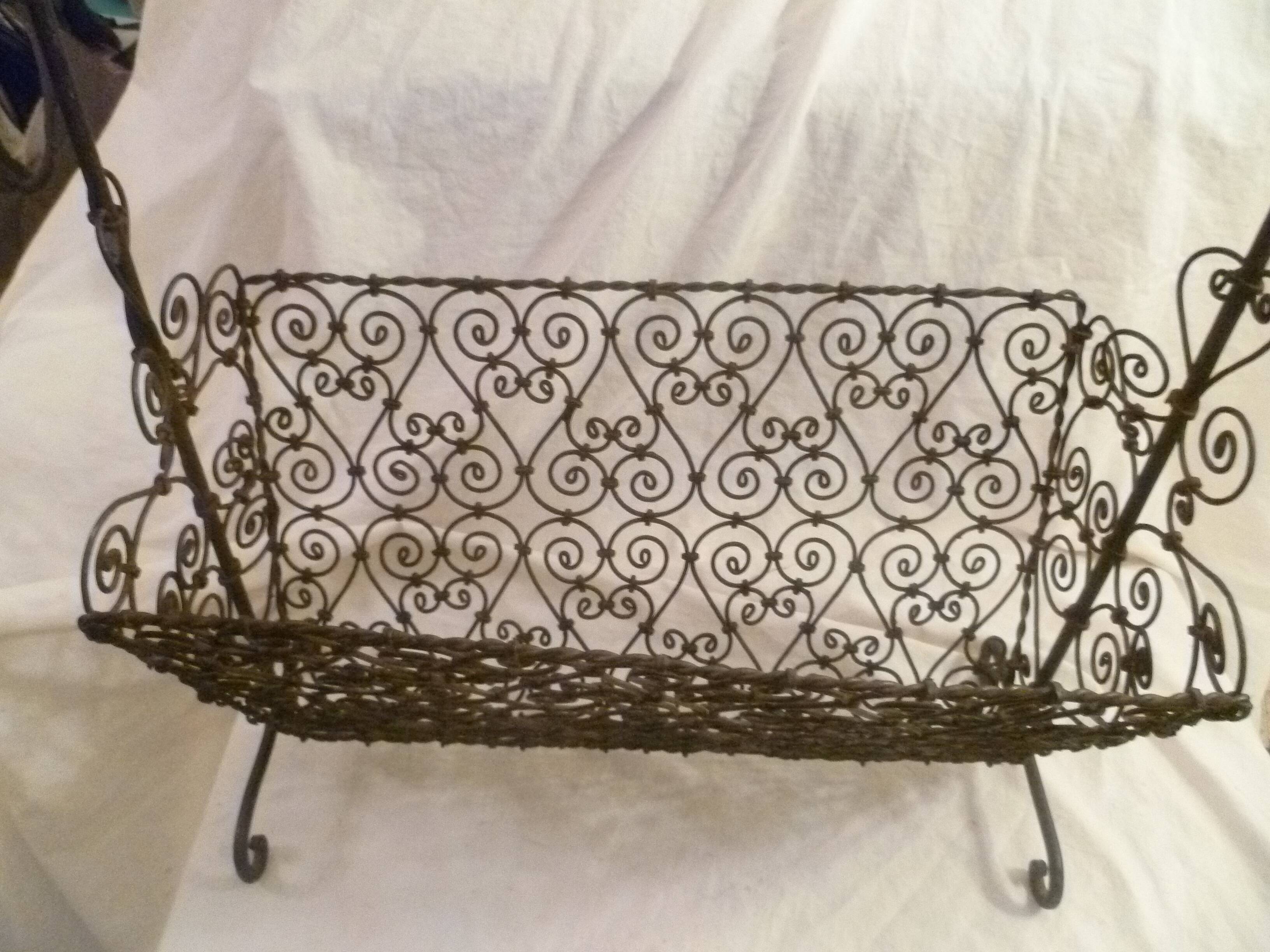Hand wrought iron magazine rack 1950s collector vintage