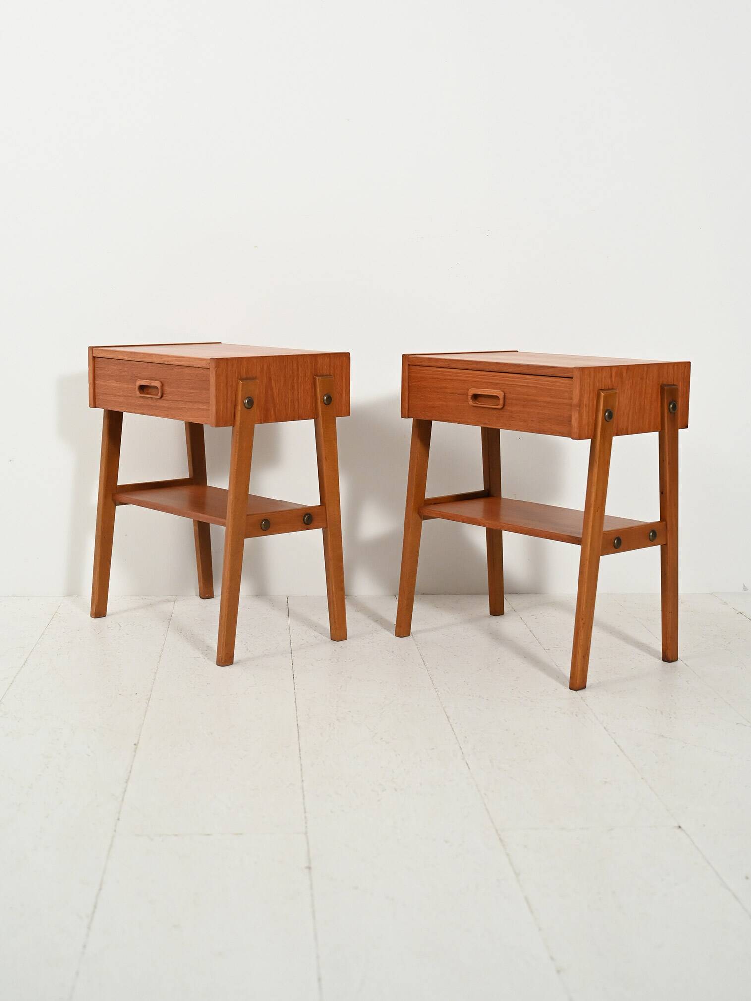 Pair of Scandinavian bedside tables in teak