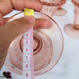 Suite of 6 pink glass ice cream bowls 70s/80s