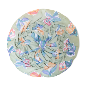 Round silk cushion floral pattern