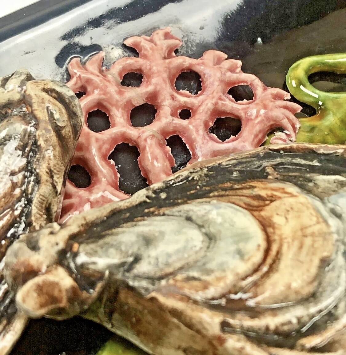 Large Vallauris slip dish 57x25 cm lobster fish