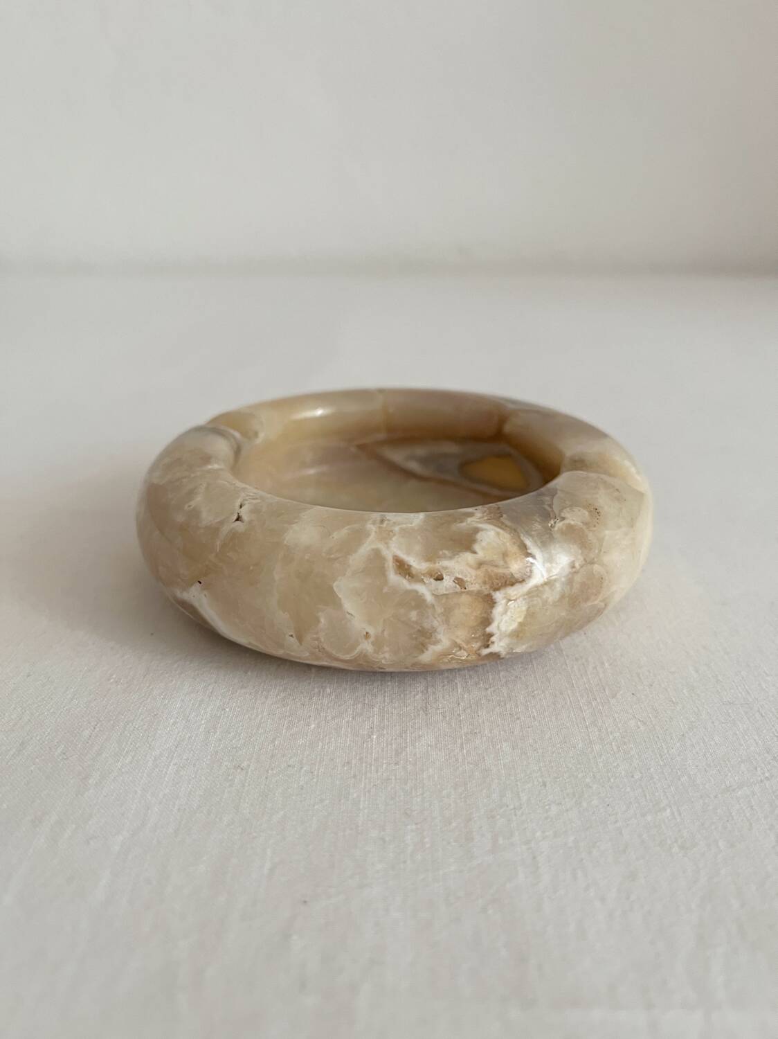 Vintage round alabaster ashtray