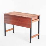 Vintage one-drawer desk. Mahogany veneer and solid beech. France, 1960s