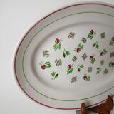 Oval digoin sarreguemines pink and green dish 1940