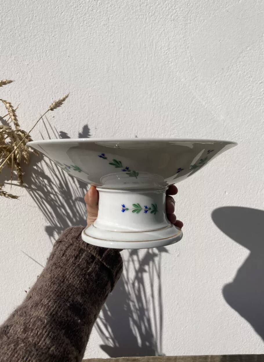 Iron earth compotier / vintage earthenware standing dish