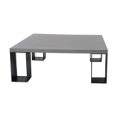 Minimalist coffee table in waxed concrete and solid steel 1m20x1m20