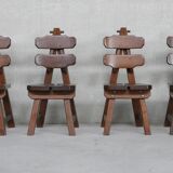 6 brutalist spanish oak dining chairs