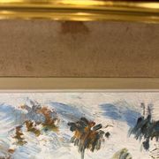 Antique painting, landscape under the snow, signed Fallet 1967