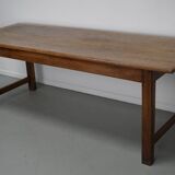 Grande table à manger rustique française du XIXe siècle en orme et chêne