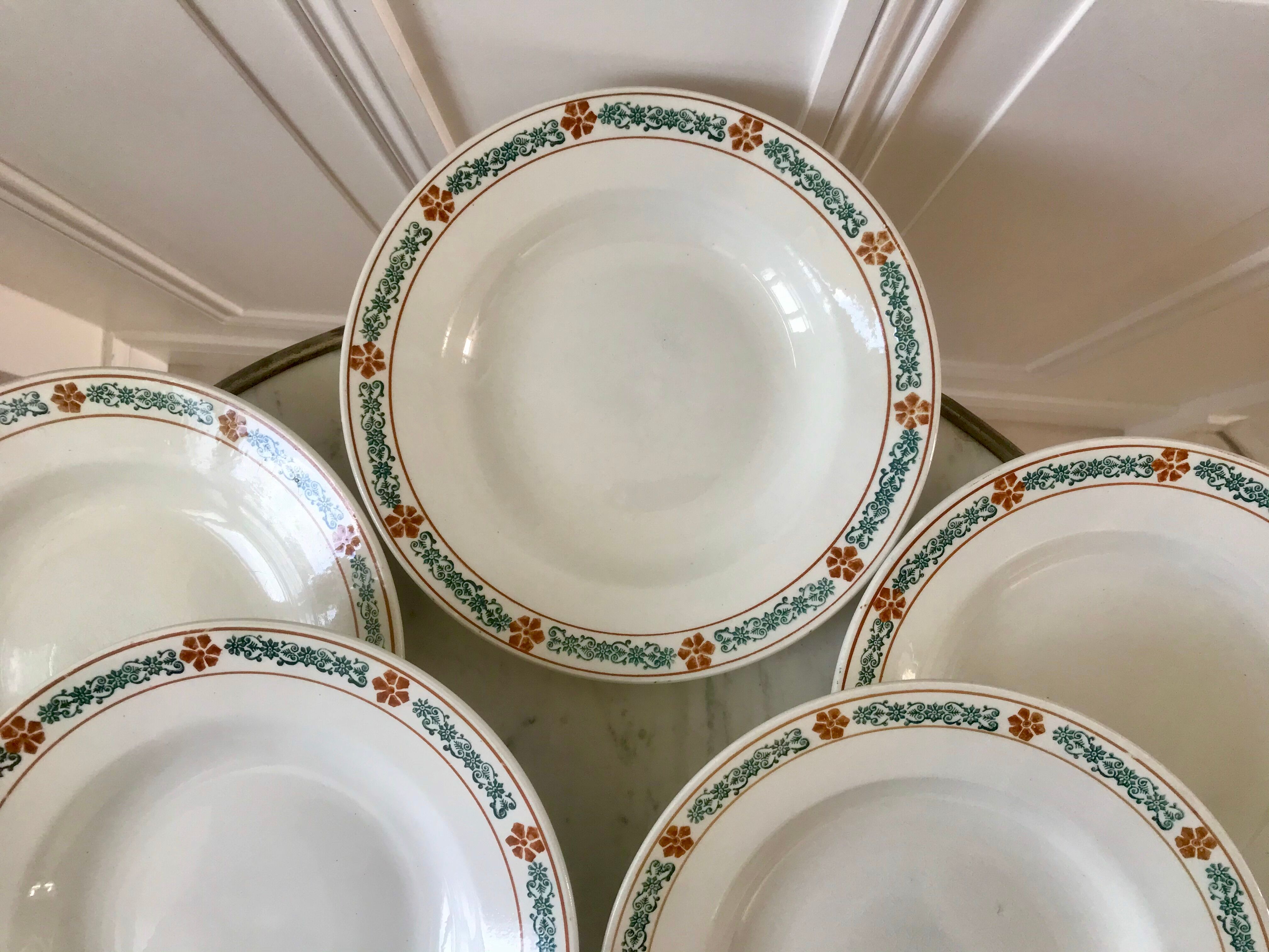 lot of 8 hollow plates Terre de Fer St Amand model "Molière" XXth