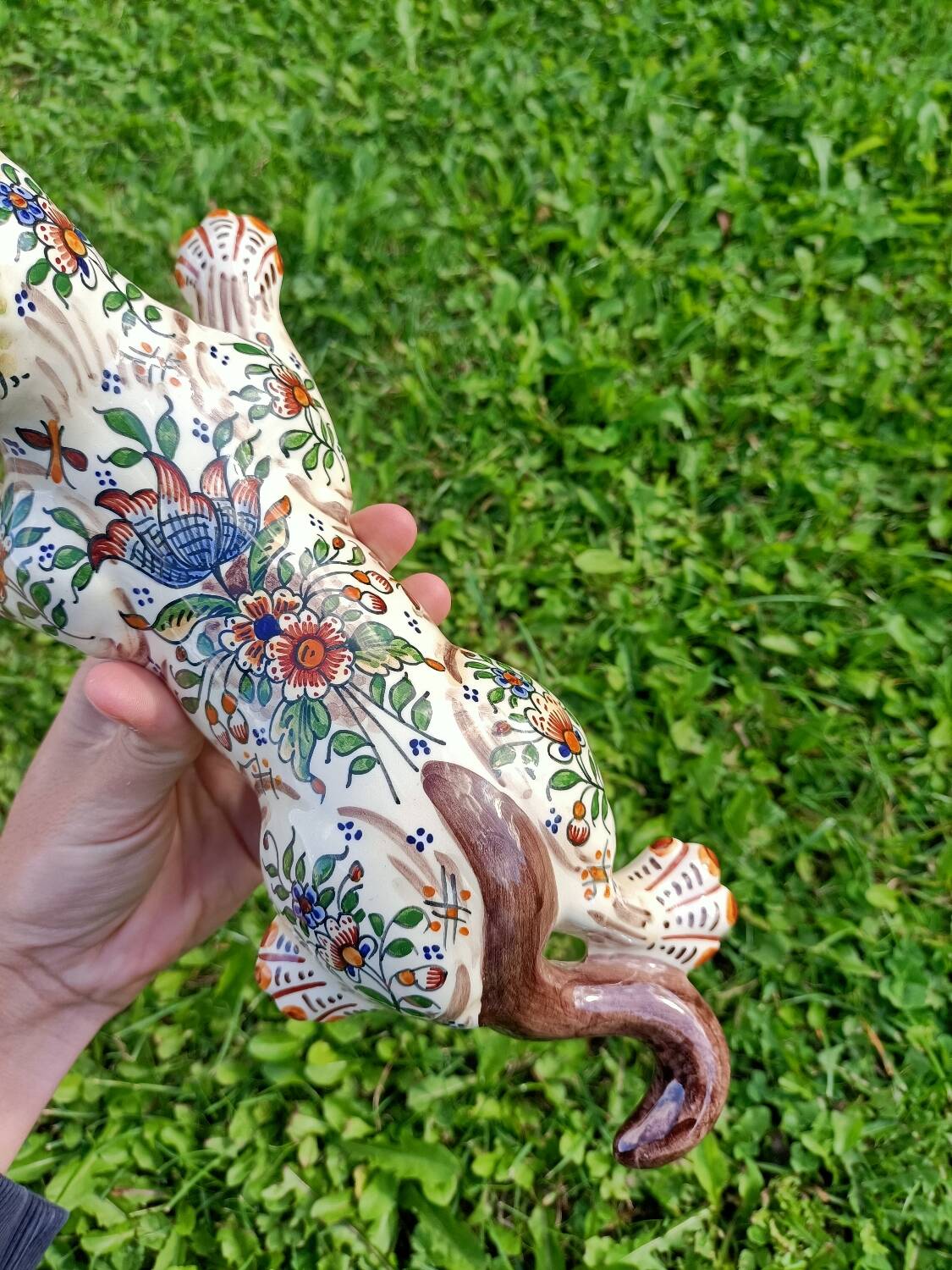 Zoomorphic Bouquetieres Hand-painted Desvres Cats