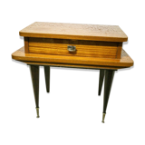 Vintage varnished wood bedside table