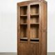​Bibliothèque / Vitrine ancienne style Louis XVI en bois patiné (à gri