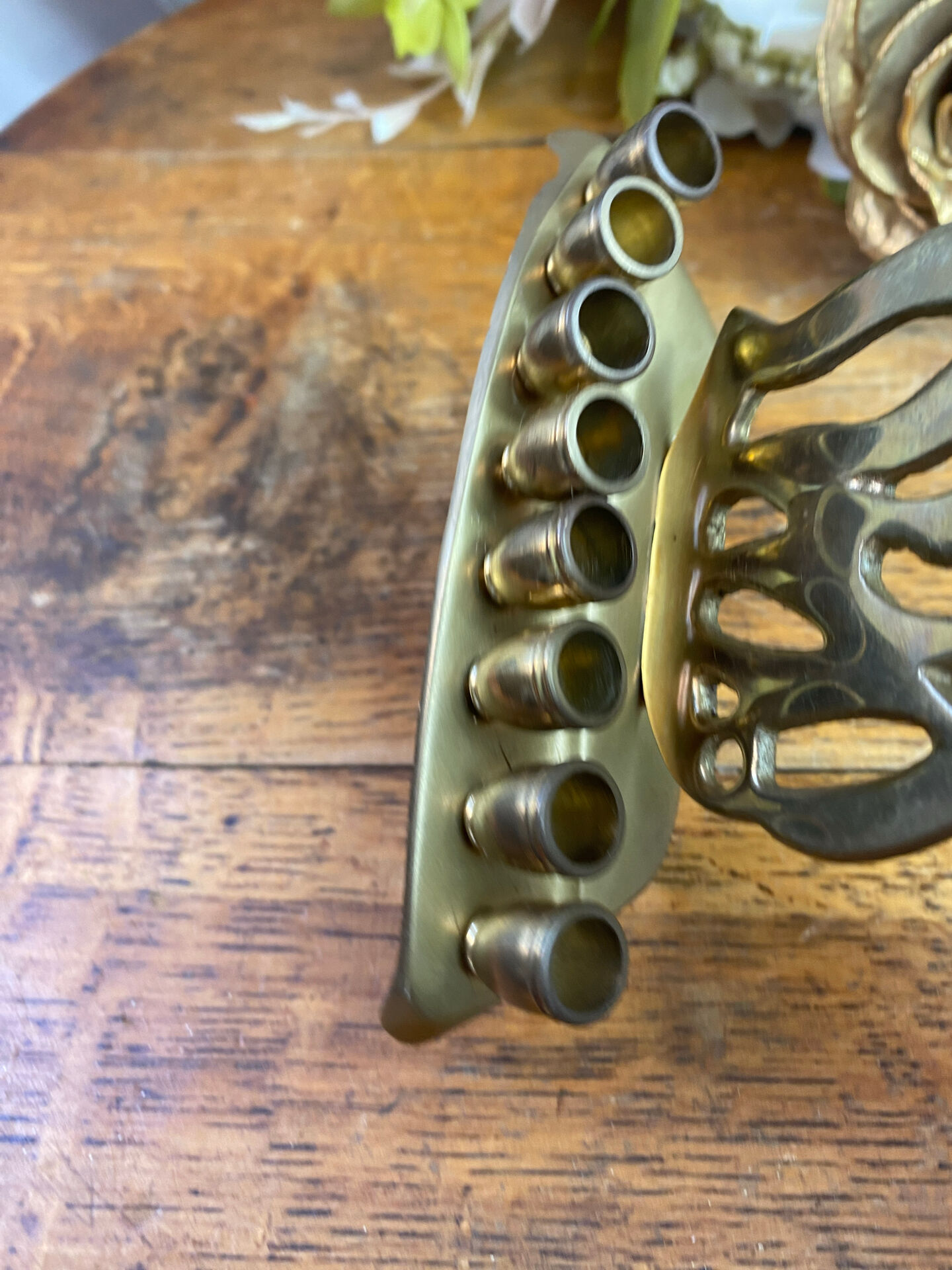Chandelier, brass Hanukkah menorah