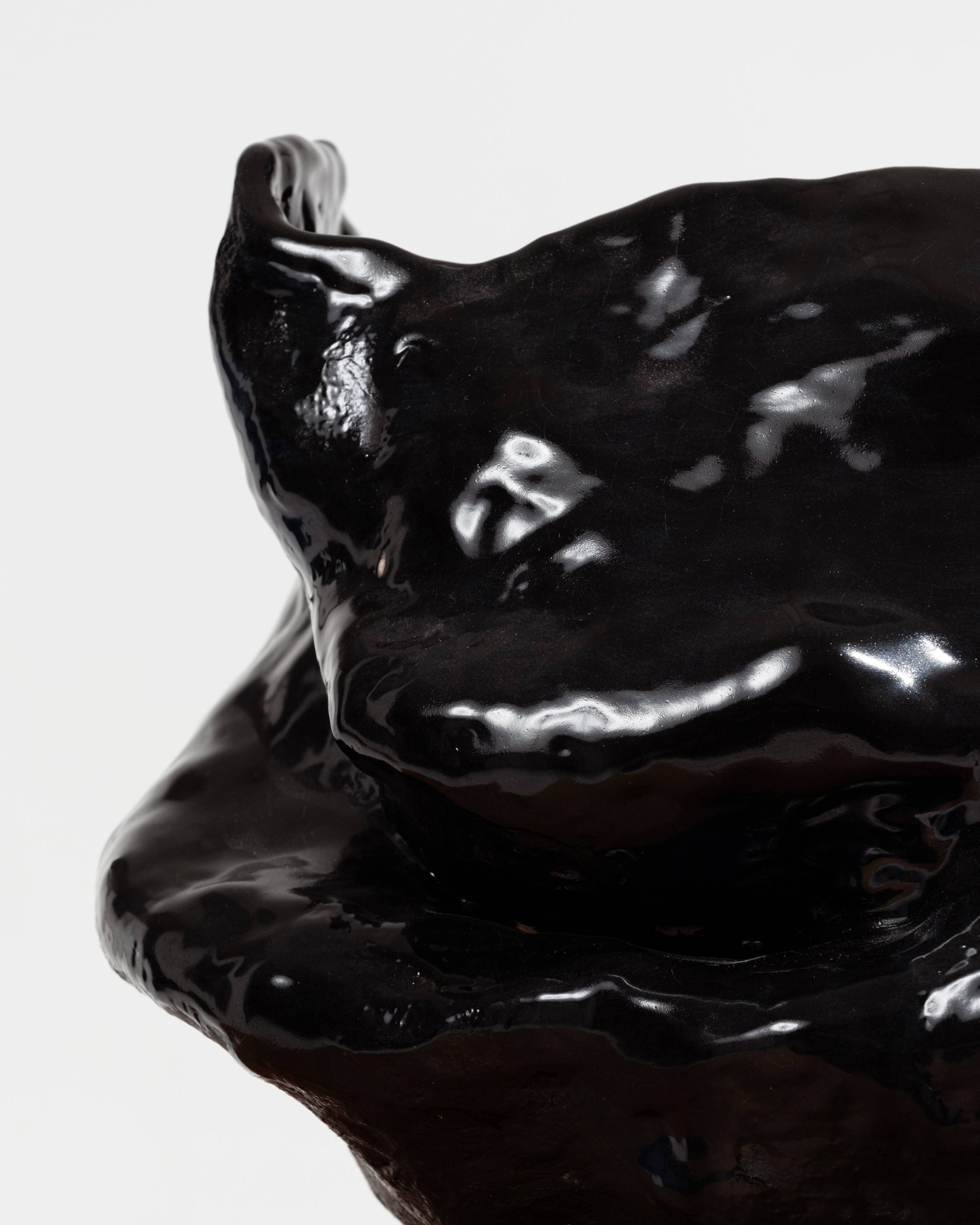 Glossy black stoneware vase