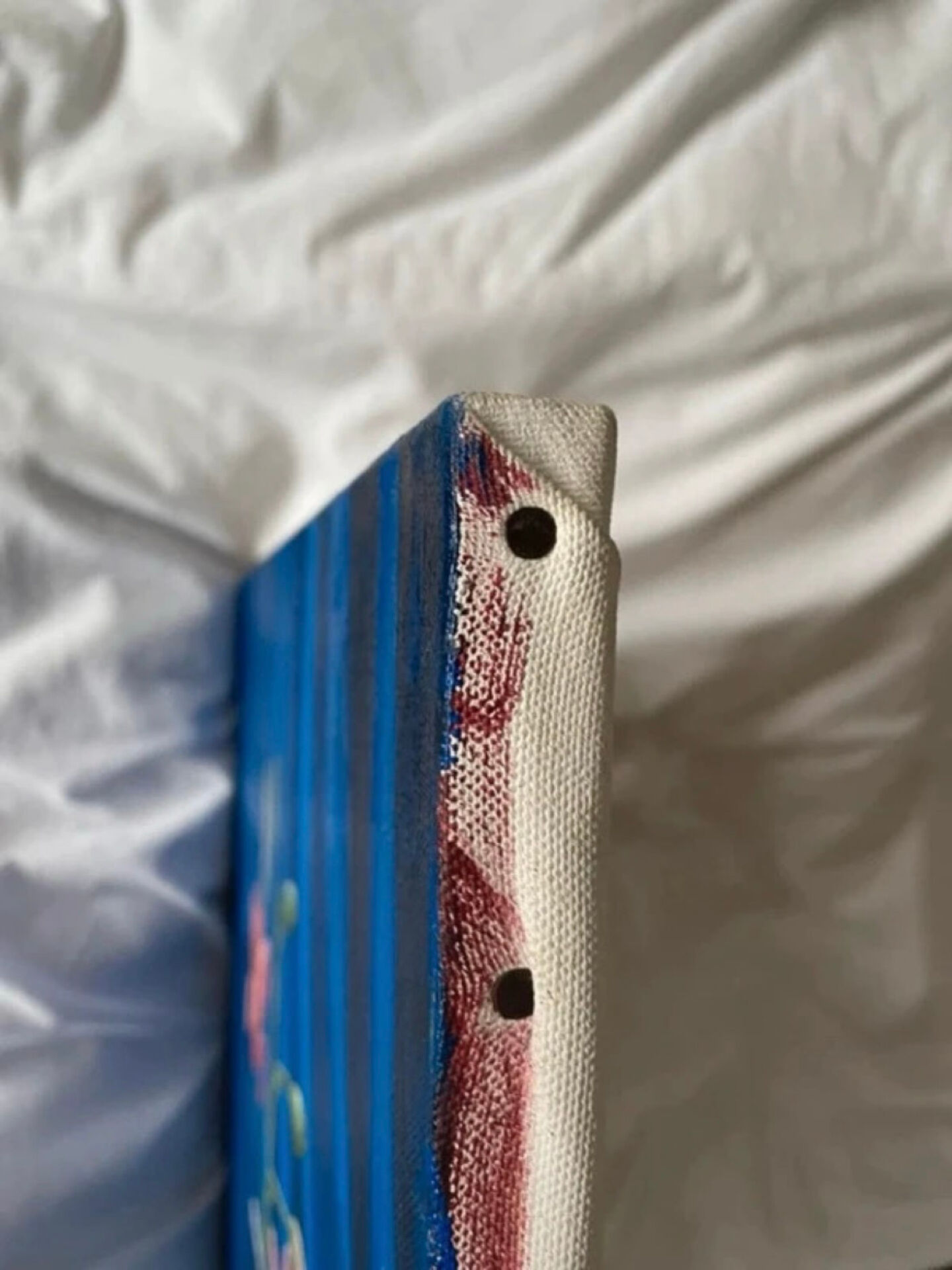 Peinture sur toile Lys et drapé bleu