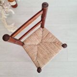 Mini wooden and straw chair - brutalist look