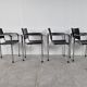 Vintage chrome and leather dining chairs set of 4 - 1980s
