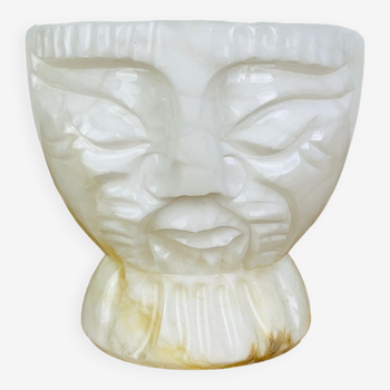 Empty pocket face anthropomorphic alabaster vintage