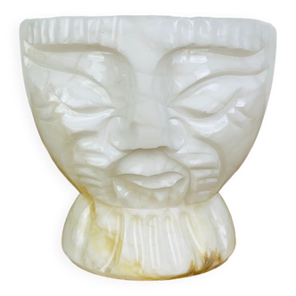 Empty pocket face anthropomorphic alabaster vintage