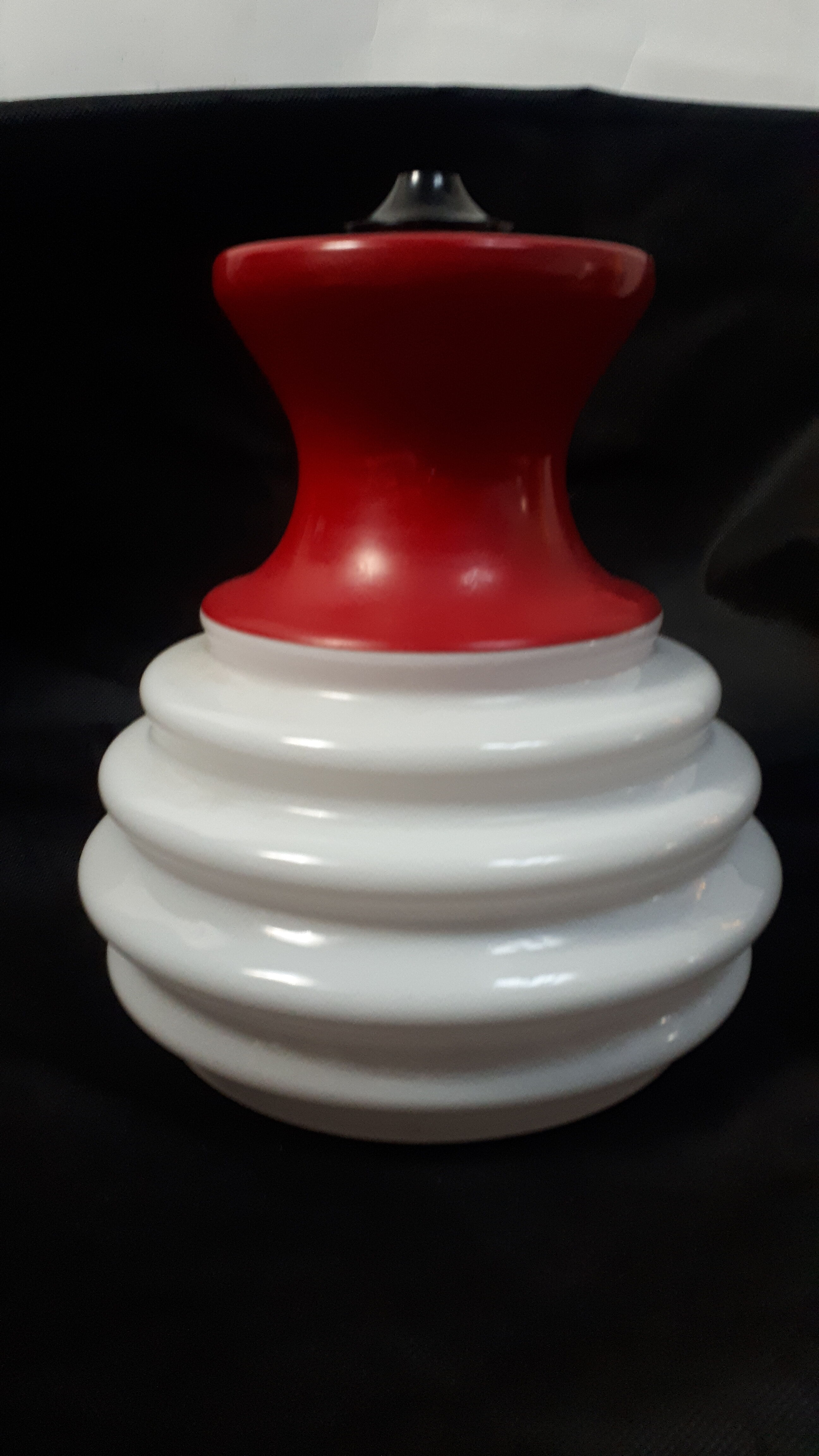 lampshade day lamp suspension glass white opaline vintage red 1970