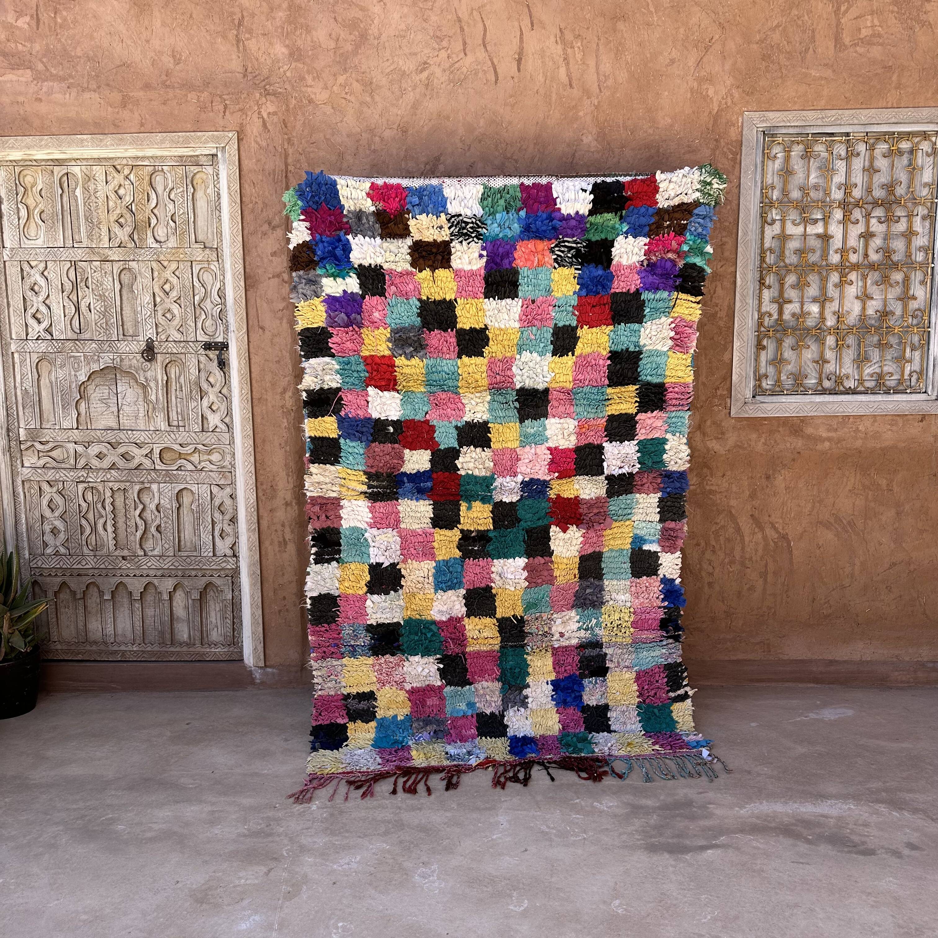 Colorful Boucherouite Moroccan rug - 128 x 208 cm