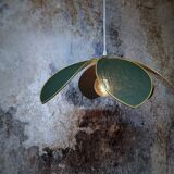 Suspension flower 6 petals in fir green linen