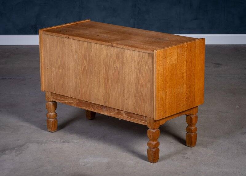 Brutalist Drawer Chest in Oak by Henning Kjærnulf, 1970s