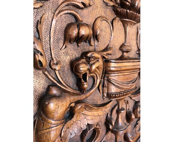 Buffet walnut sculpted chimere dragon winged woman two-tone italian renaissance late nineteenth century