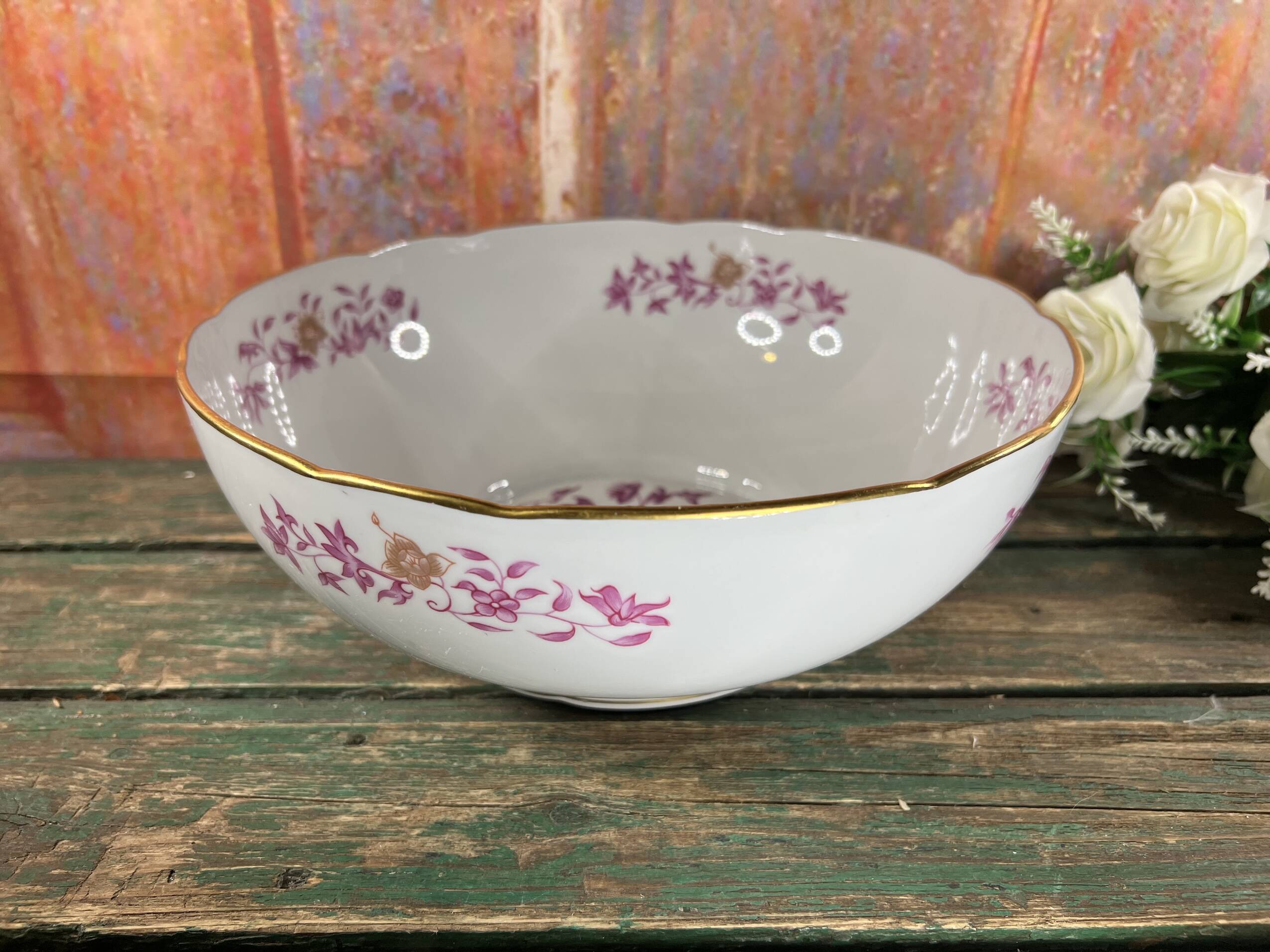 Saladier plat porcelaine Limoges Bernadaud pour Christofle