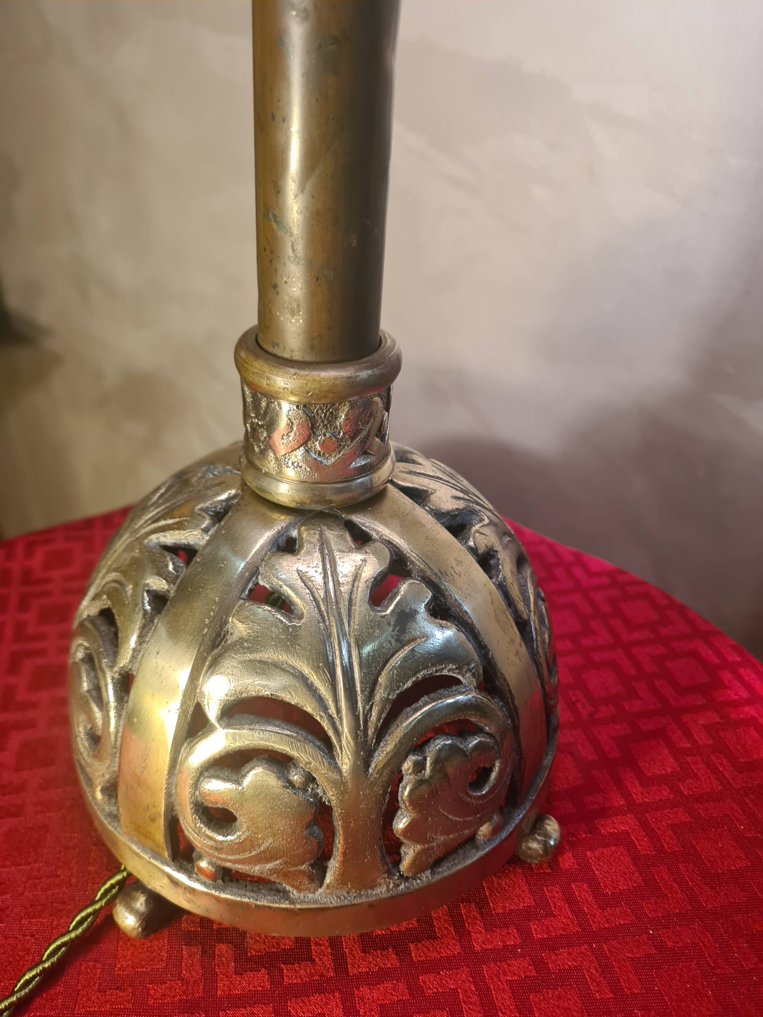 bronze and brass Art Nouveau floor lamp, very old, 60x27 lampshade