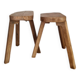 Paire de tabourets brutalistes