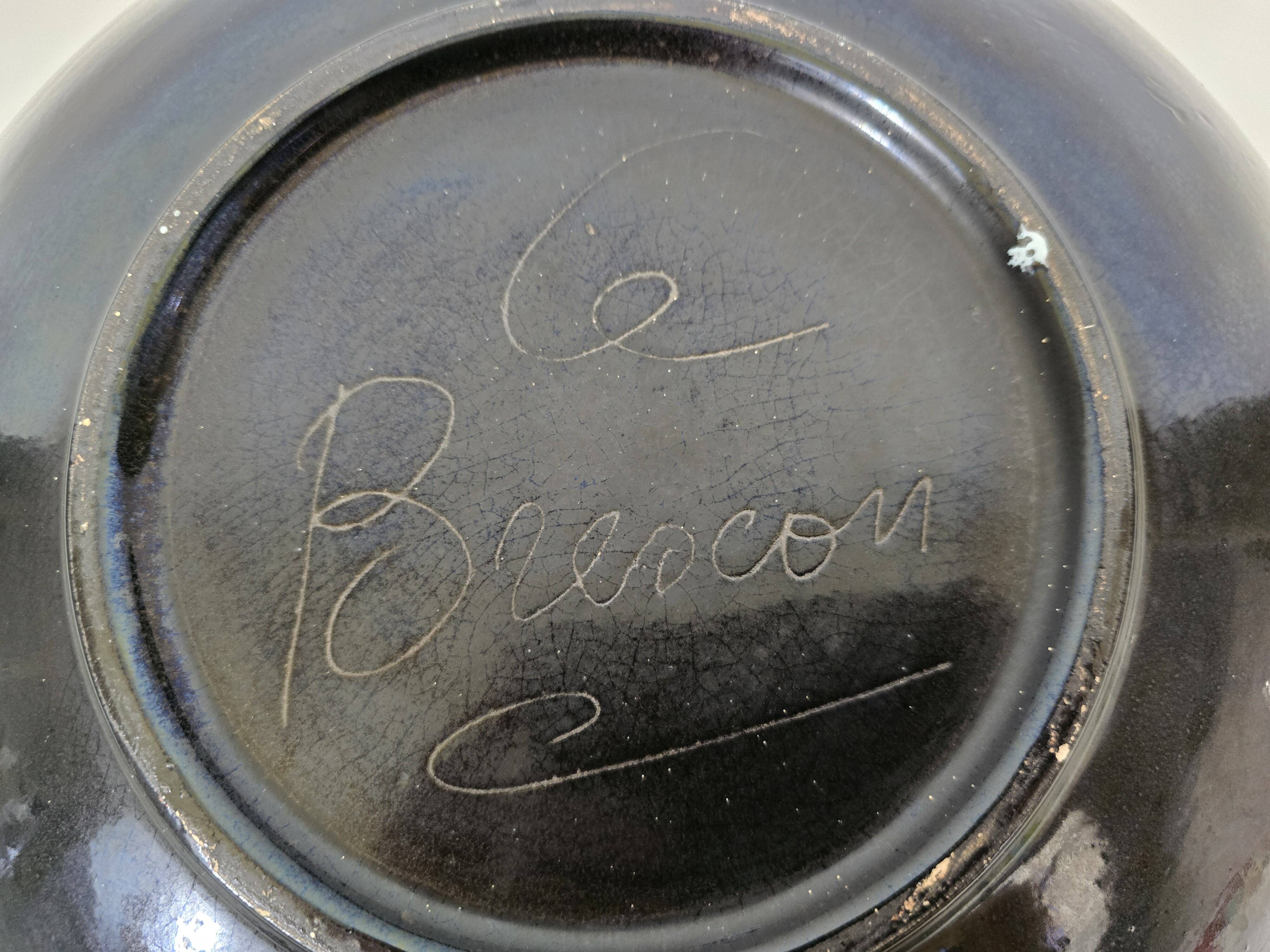 Large enamelled ceramic dish le brescon in vallauris 1970