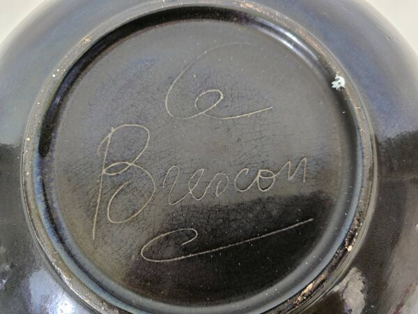 Grand plat en céramique émaillée Le Brescon à Vallauris 1970